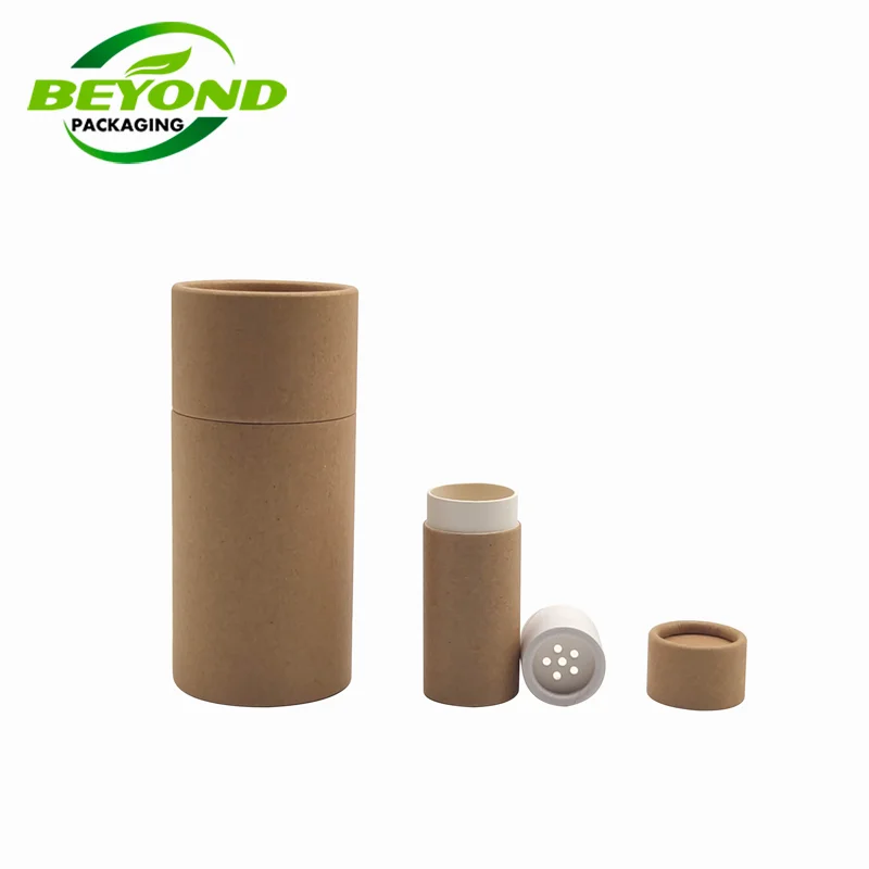 Biodegradable Cardboard Kraft Paper Tube Spice Shaker Top Packaging Round Food Grade Cylinder Box Wax Lining Tube With Sifter