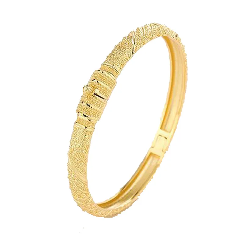 Gold Jewelry Wholesale 24K Gold Plated Ethiopian Golden Color Bangles for Women African Dubai Jewelry Bracelet