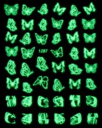 joyful 1287-1298 Cross border nail butterfly sticker 3D Decal waterproof net red same luminous star moon nail sticker star