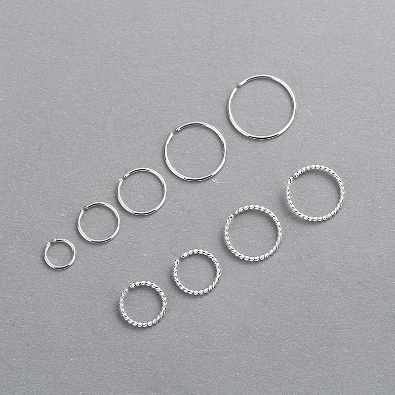 
925 Sterling Silver Round Nose Ring Twisted Rope Shaped Body Piercing Jewelry Minimalist Personality For Women 