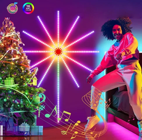 Wholesale Custom Magic LED Firework Lights RGB Decorative Atmosphere Lights With Mobile Phone Bluetooth APP Control