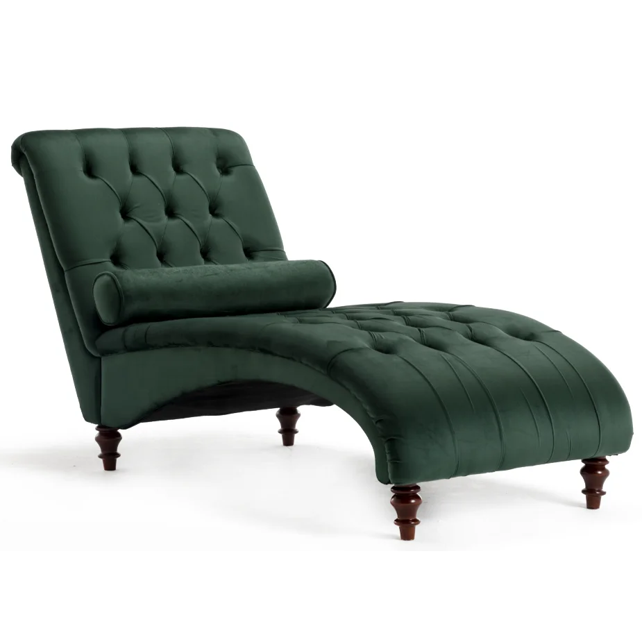 European single seat velvet fabric hot-selling chaise lounge with the dark brown gourd feets