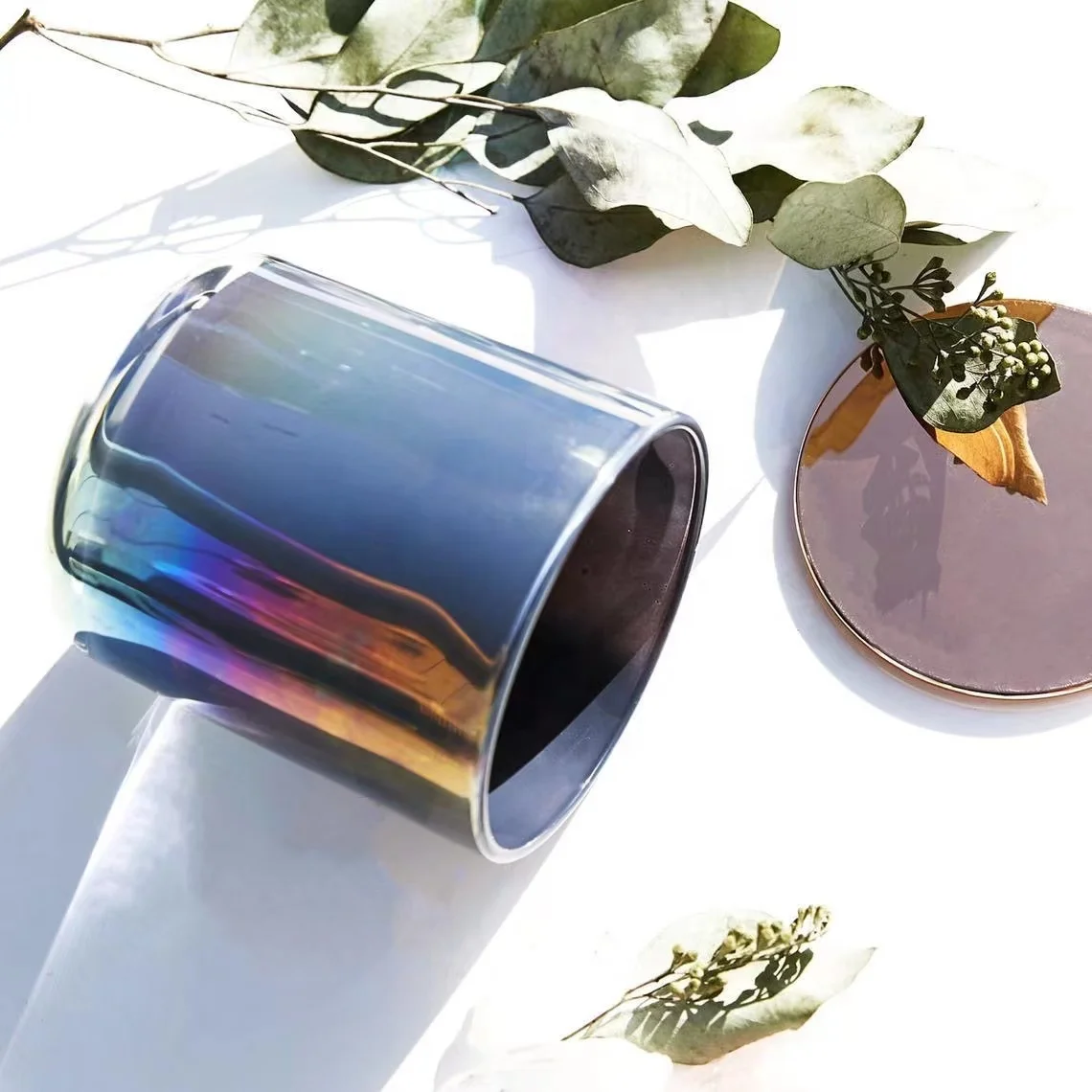 Silver Electroplated Candle Jar Manufacturer Luxury 8oz 10oz 12oz Amber Blue Grey Candle Jars with Lid and Boxes Packaging