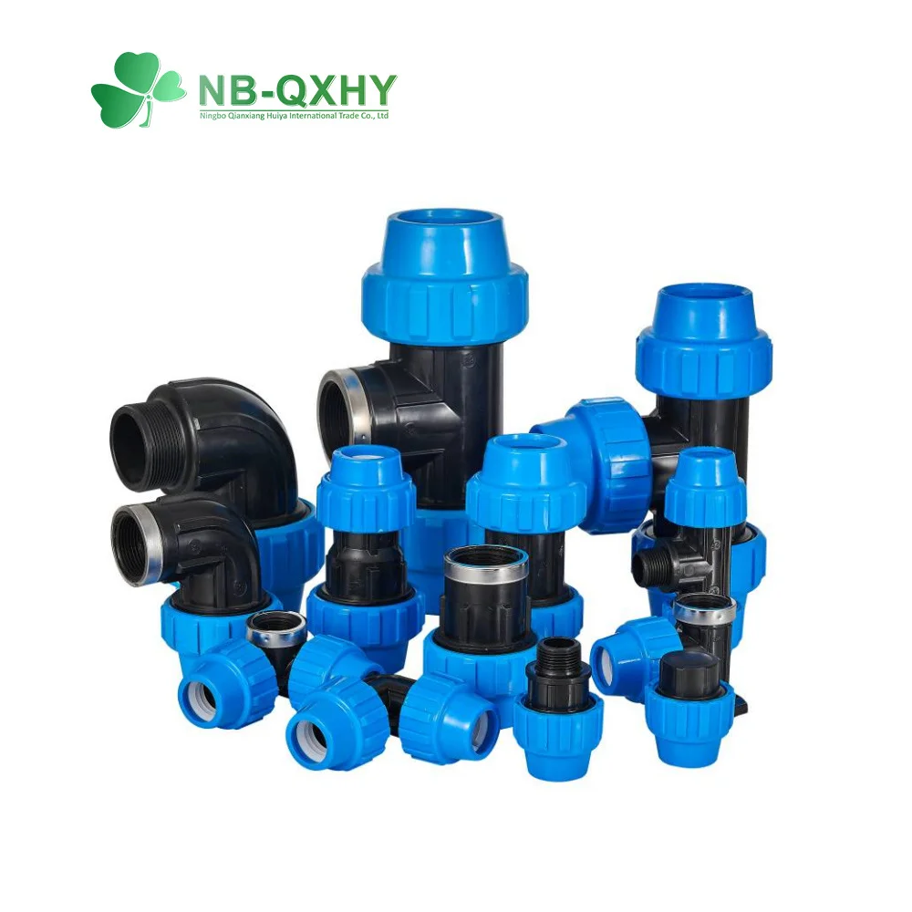 Горячая распродажа! Оросительный фитинг из полиэтилена HDPE индейки синего цвета с наружной резьбой PP Компрессионный