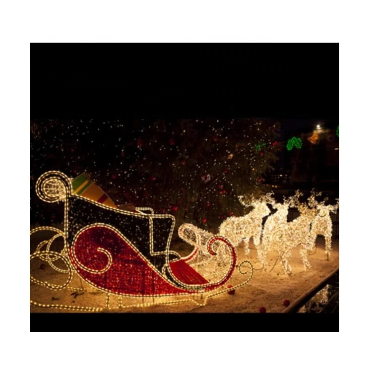 New christmas reindeer deer sculpture light with neon rope light