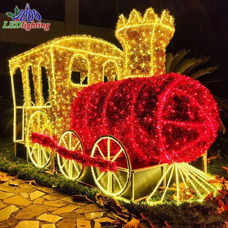 Outdoor Waterproof Customized LED 3D Bus Train Car Motif Light For Garden Park Zoo Street Shopping Mall Decoration