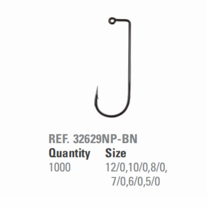 Factory hot sale 32629NP-BN  7/0 8/0 10/0 12/0 90° ABERDEEN JIG HOOK - 1X LONG
