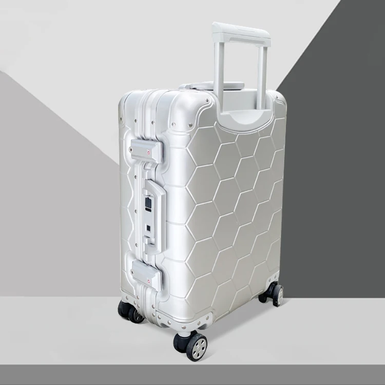 New Design Polyester Lining Luggage Trolley Bag Aluminum Suitcase With 4wheels