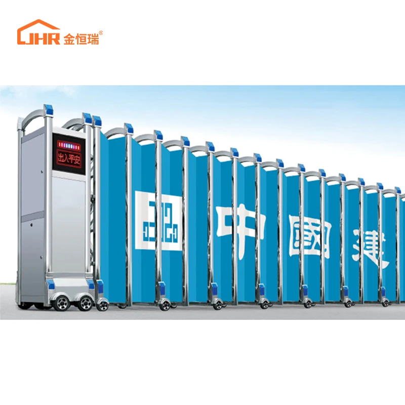 JHR Modern Aluminum Barrier Gate/Electric telescopic gate Aluminum Gates Automatic  Folding Slide Gate