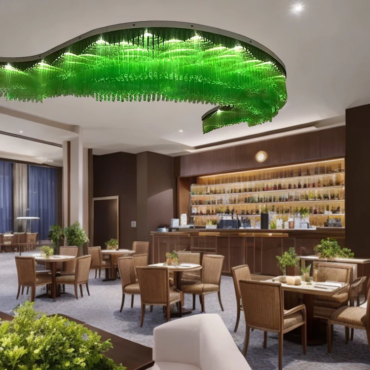 Modern Style Luxury Custom Hotel Lobby Art Large Glass Decoration Crystal Chandelier
