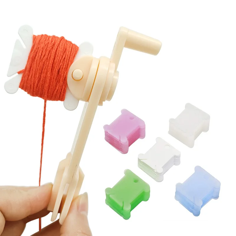 Wholesale Colorful Yarn Winder Sewing Thread Winding Plate Board Card Plastic Floss Bobbi Cotton Thread Bobbin yarn winder
