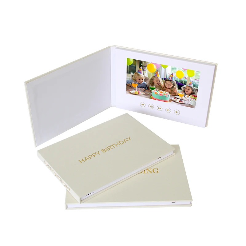 Пользовательские льняная коробка Книга в твердом переплете цифровой IPS экран ЖК-Видео Брошюра 7 дюймов 10 дюймов дисплей видео презентация папка