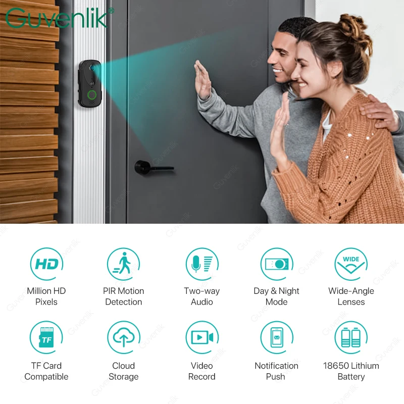 Guvenlik Wireless Door Camera Video Doorbell Wifi Smart Home Doorbell Camera Villa Alarm HD Video Doorbell Intercom Apartment