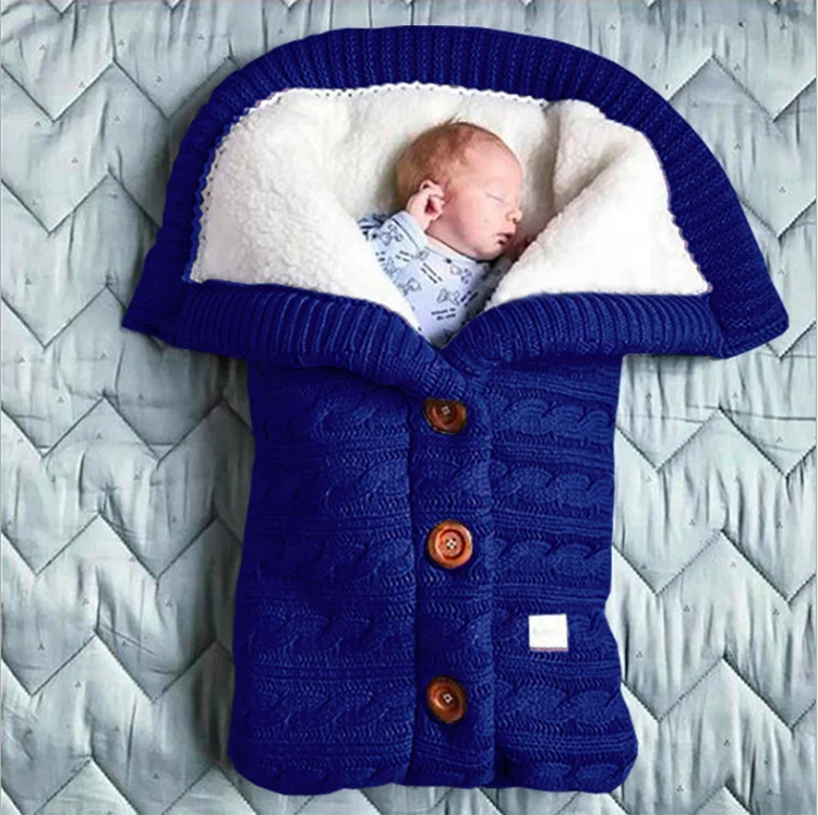 
Outdoor New Born Kids Organic Cotton Knitted Baby Swaddle Sleeping Bag in Stock 
