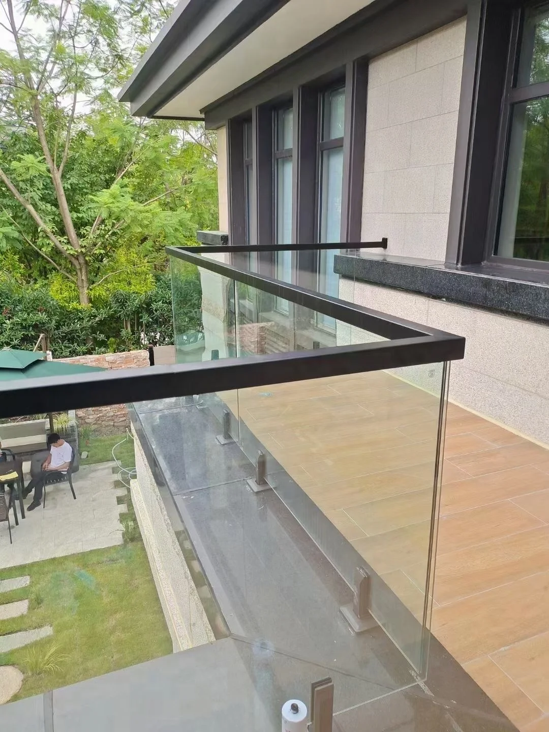 Glass slot handrail Professional plastic wood color PVC square handrail, low price