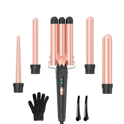 Professional Salon Hairdressing Tools PTC Heating Multifunction Hair Curler Wand Sets with 3 Barrel Wave Curling Iron