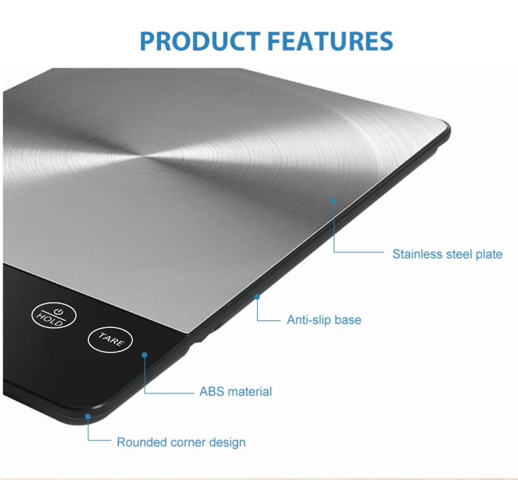 High Quality Led Display stainless steel Electronic Balance Digital Food Scale Kitchen Weight Scale