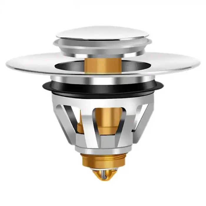 Drain Plug with Anti Clogging Bathroom Sink Pop Up Drain Stopper  Stainless Steel Bullet Core Sink Drain Plug
