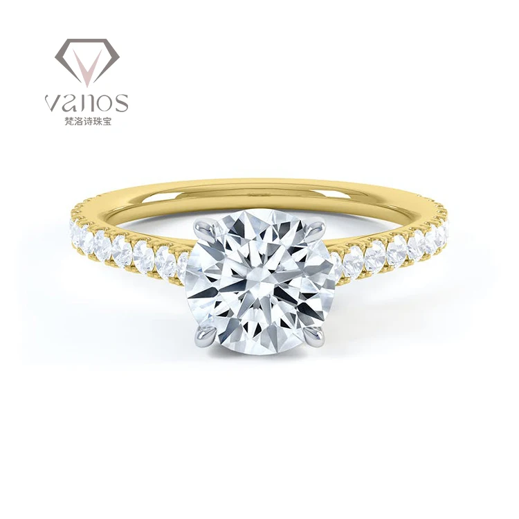 Vanos New Design Claw Setting HPHT Lab Grown Diamond Ring 9K 10K 14K 18k Rose Gold Fine Jewellery Lab Created Diamond Ring Price