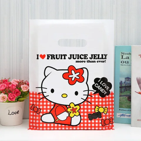Custom Printed Gusset Side Plastic Die Cut Bag/ Pe Plastic Handle Shopping Bag With Your Own Logo