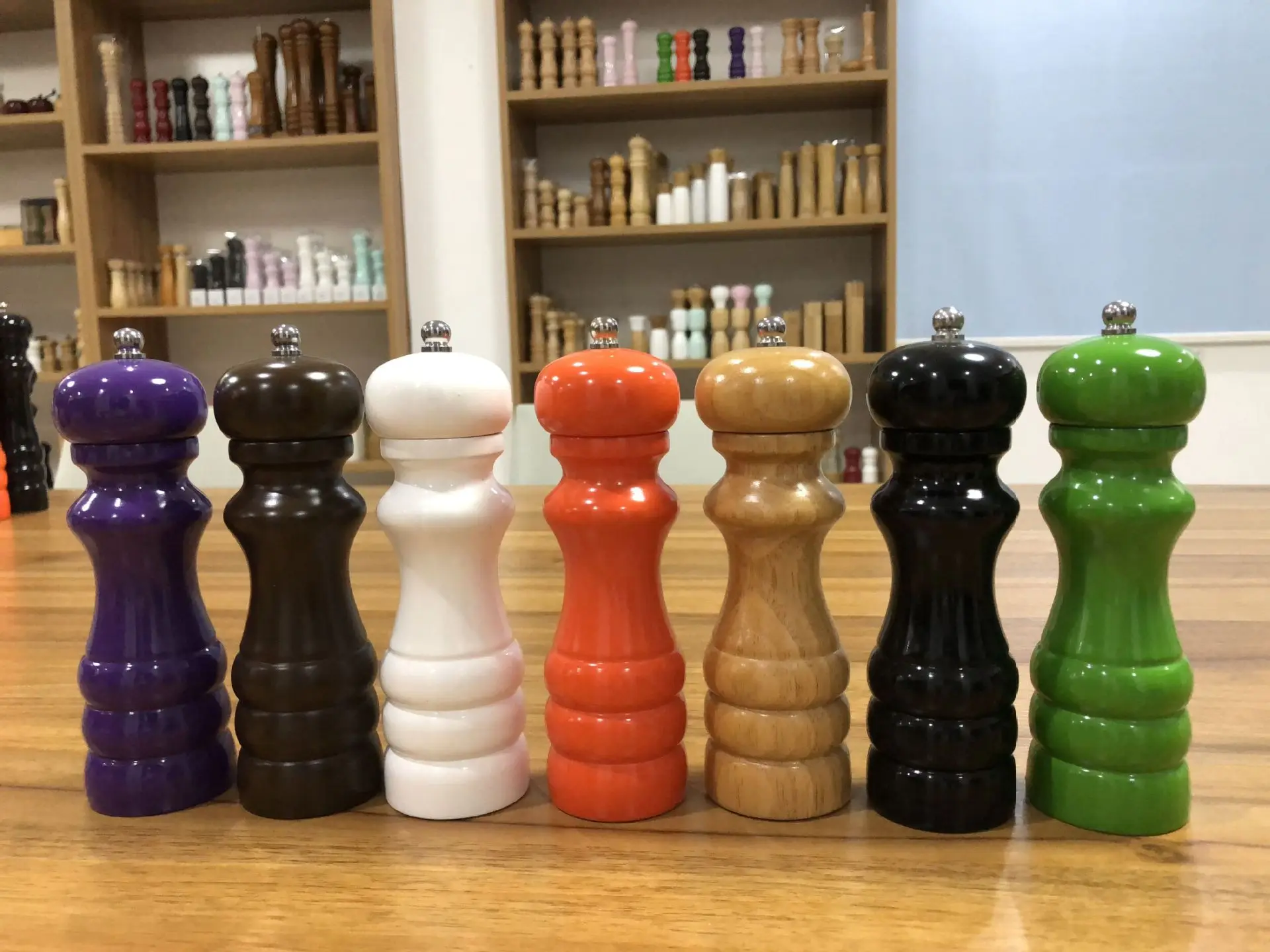 Kitchen Usage Wood Bottle Salt And Pepper Grinder Set With Tray Kitchen Accessories