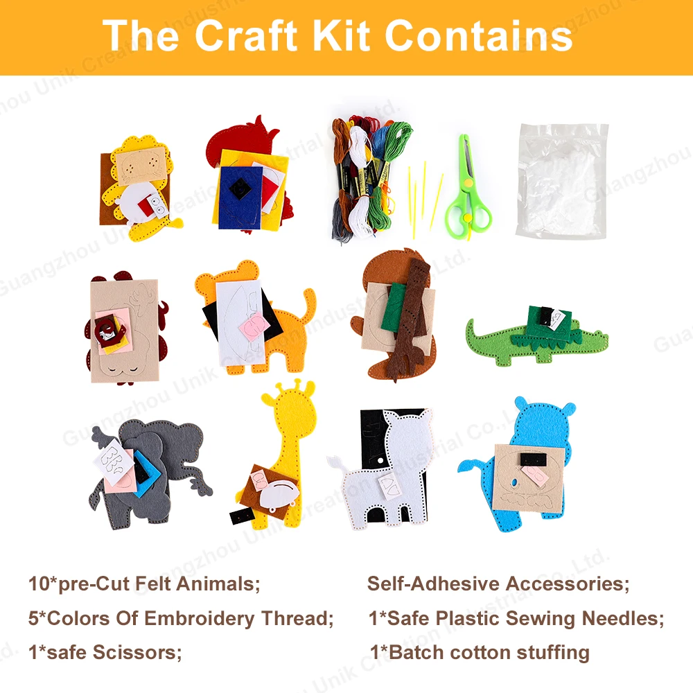 Beginners Educational Pattern Woodland Forest Creatures Stuffed Plush Dolls Kids Craft Felt Animals DIY Sewing Kit