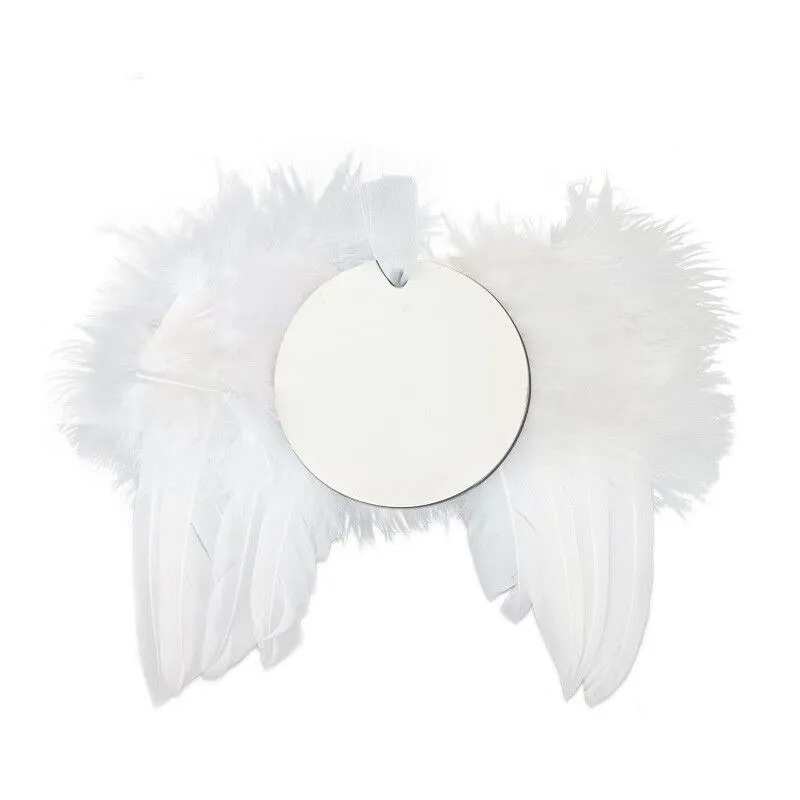 Printable Aluminum Sublimation Christmas Ornaments sublimation blank  Feather angel wing pendant For Christmas Decoration
