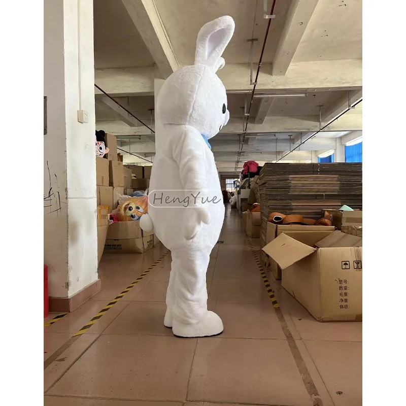 Hengyue White Easter Bunny Rabbit Mascot Costume Wedding Decoration Cosplay Animal Commercial Advertising Event Party Supplies