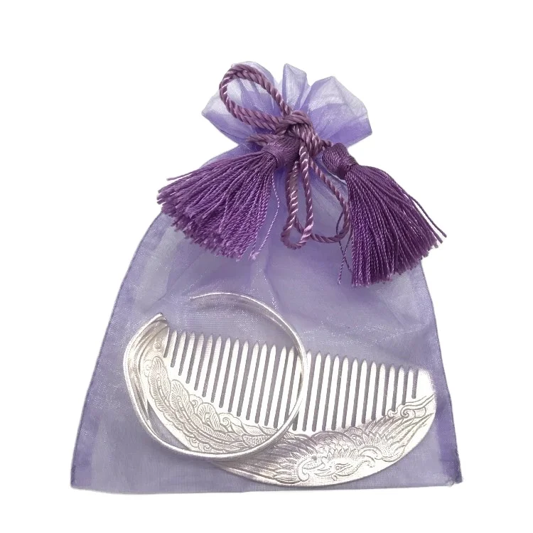 Colorful drawstring jewelry gift pouch purple organza bag with tassel organza packing bag (1600617680272)