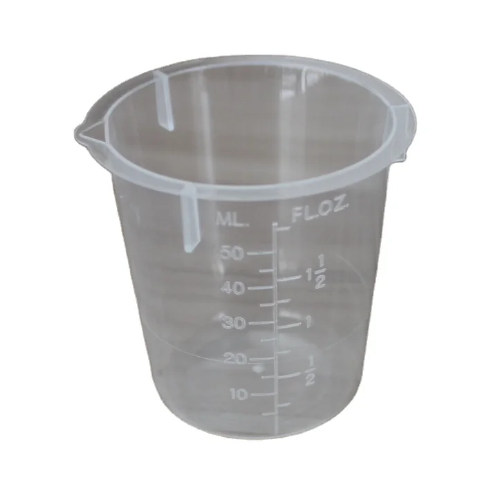 
transparent lab small 50ml plastic measuring cup 