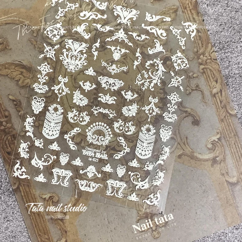 Japan Style tomoni nail sticker embossment Nail Art White Bohemia nail sticker