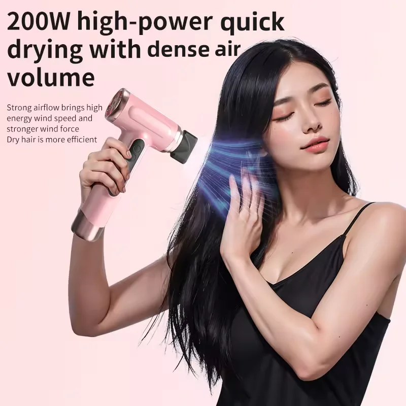 High-Power Household Hair Dryer with Fast Drying and Negative Ion Foldable Wind Tube for Students and Dormitory Use