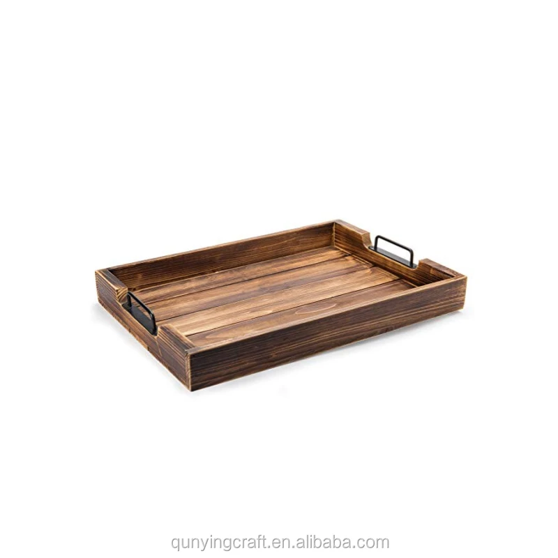 Оригинальный деревянный поднос с ручками, подающий поднос для завтрака, бамбуковый поднос для кровати