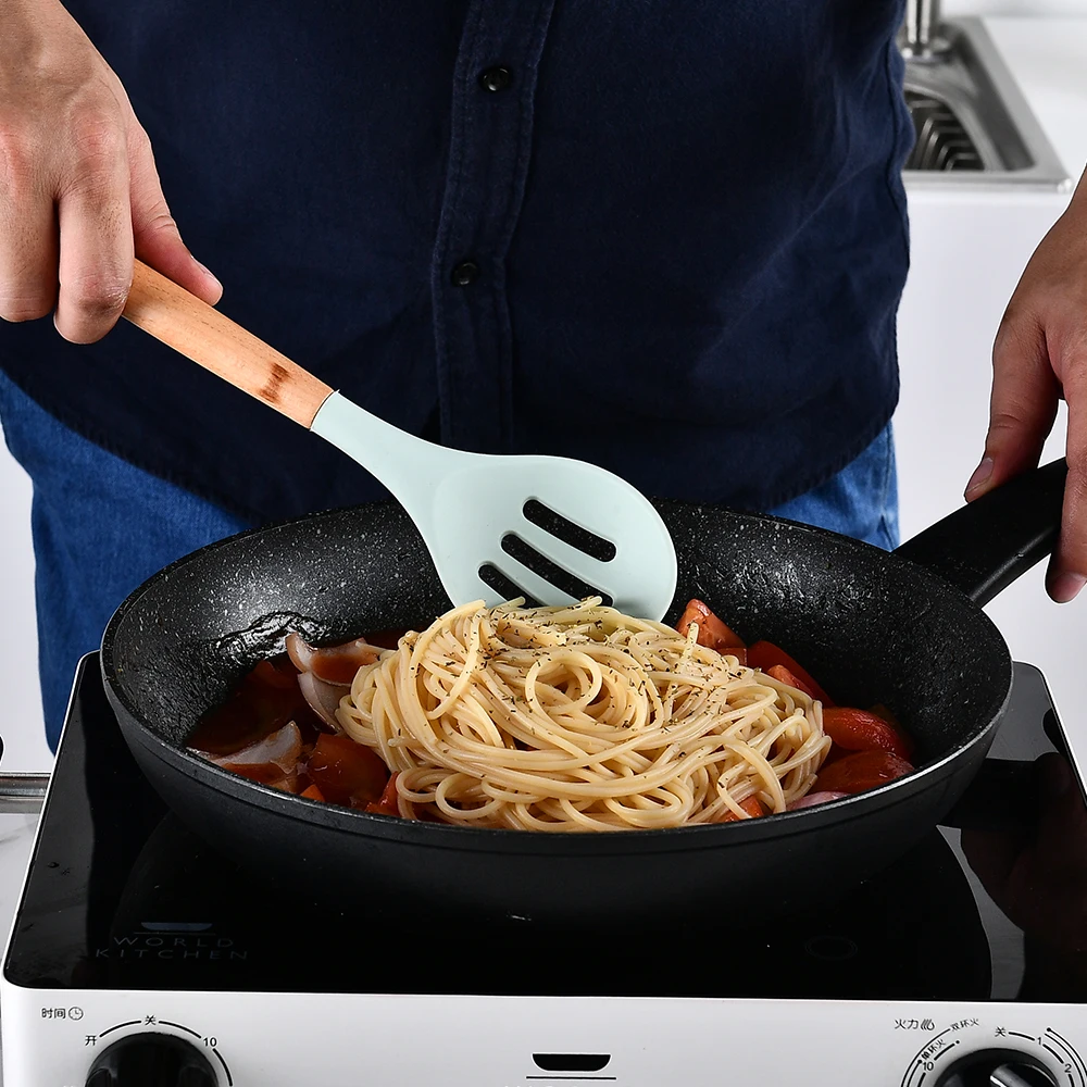  11 шт/силиконовый кухонная утварь с деревянной ручкой силиконовые мятно-зеленого