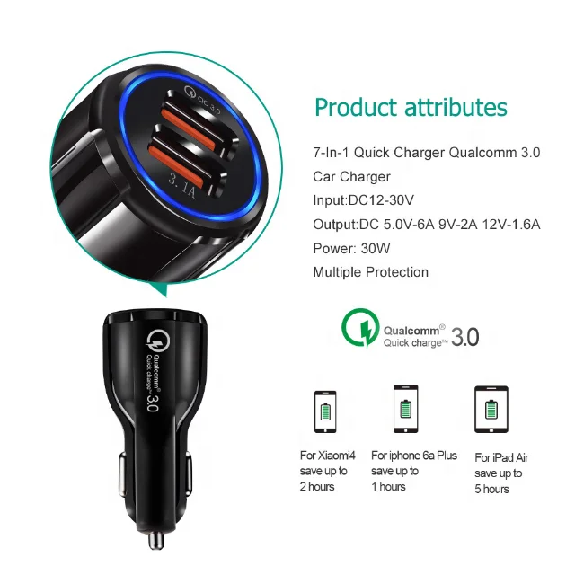 USB Car Charger Quick Charge 3.0 For Samsung S8 S9 For Xiaomi Fast Car Mobile Phone Charger