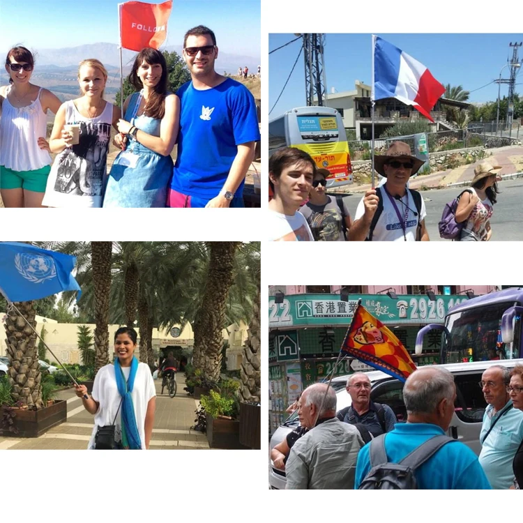 Customized high quality Polyester tour guide flag with telescopic flagpole sign hand flag double sided tour guide flag