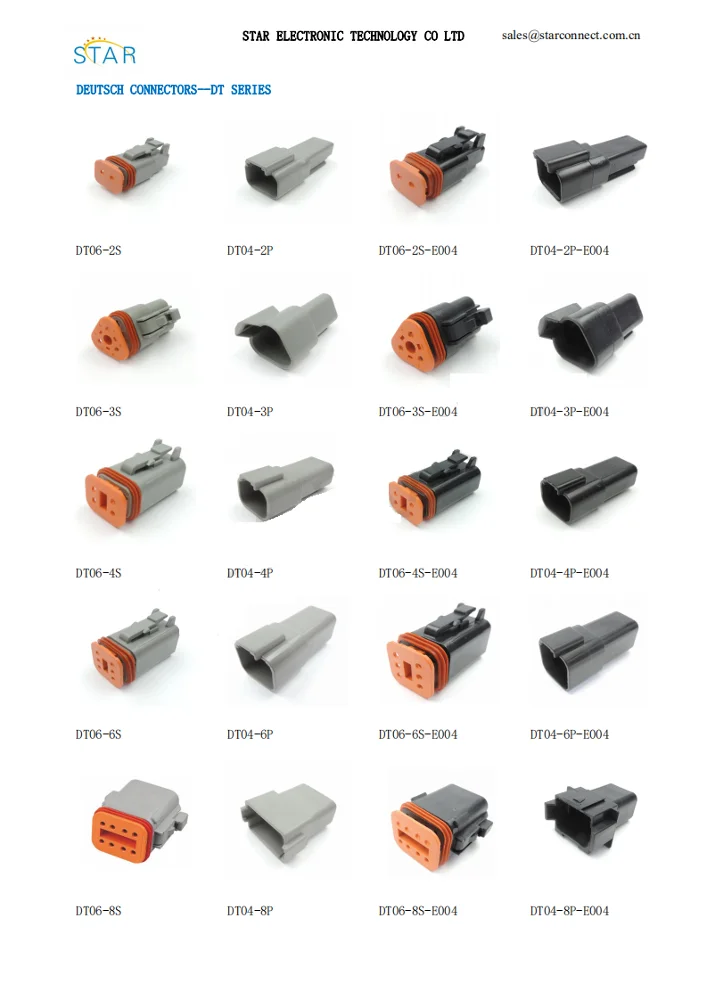 automobile Deutsch DT Series 4 Way Socket Connector Kit DTP06-4S + Pins & Wedglock DT 04 4P WP4P deutsch