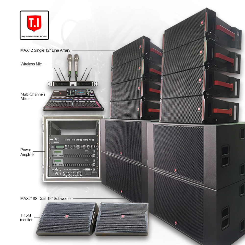 High-end concert sound system single 12 inch three way passive line array speakers for stage performance