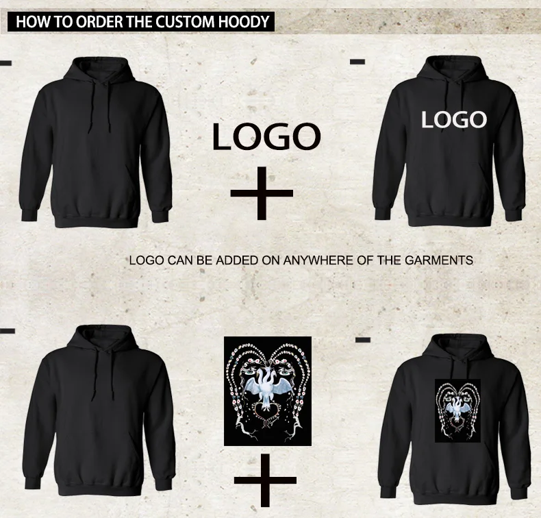 
Wholesale Winter wear 100% Cotton French Terry Sweatshirt Plain Pullover Custom Hoodie Men with Print Logo 