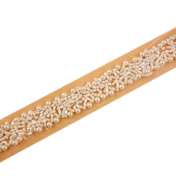 15mm white color pearls white mesh lace trims handmade beading trims garment clothing dress home textile accessories