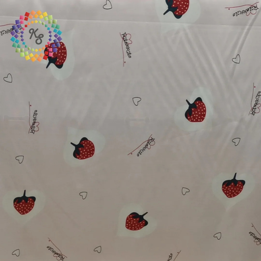Stretch Strawberry Printed Shiny Satin Fabric For Pajama