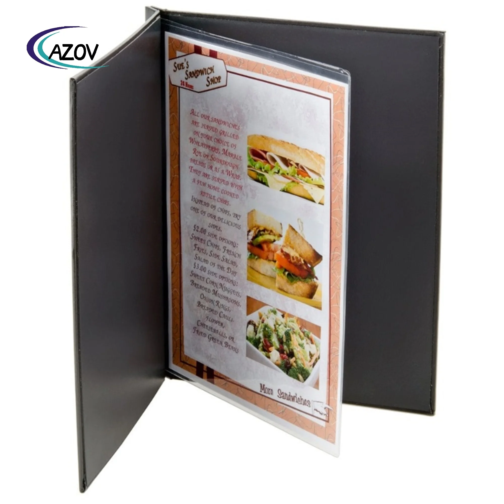 Настраиваемый логотип Food Bar fiable File Folder Black A4 роскошные чехлы из искусственной кожи для меню ресторана винт внутри