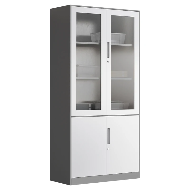 Металлические шкафы с серым рукавом Белая узкая граница офисная мебель двухдверные школа предприятие