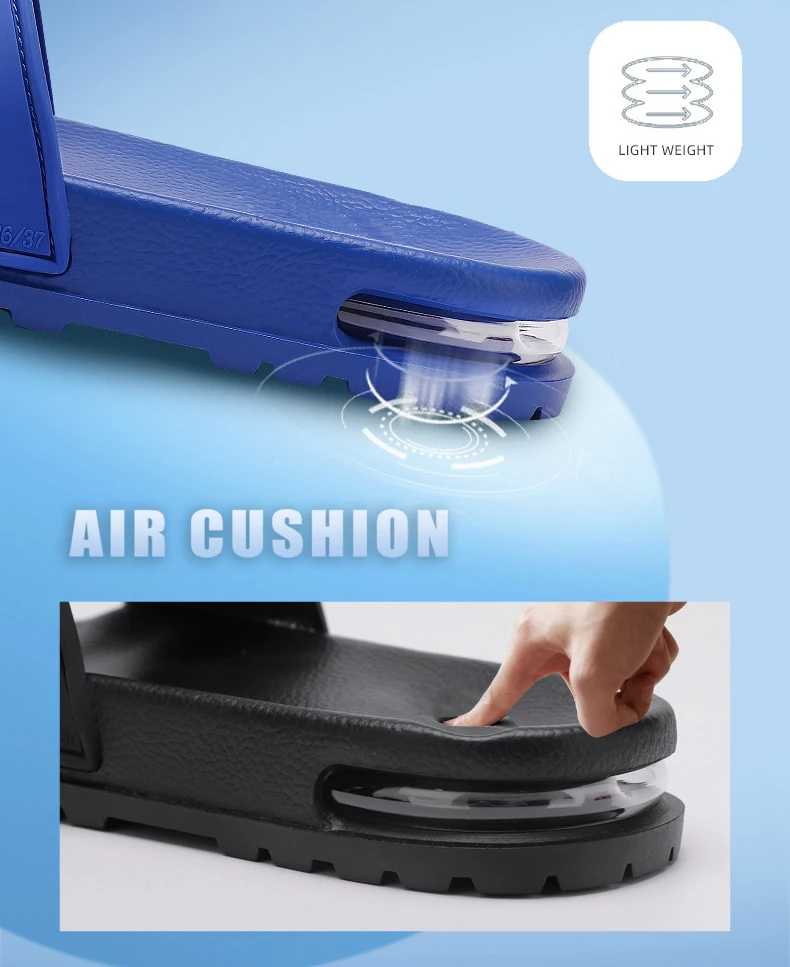 Plus Size Custom Logo Slides Slippers Manufacturer Super Soft Air Cushion 3D Rubber Footwear Mens Custom Slides With Logo Box