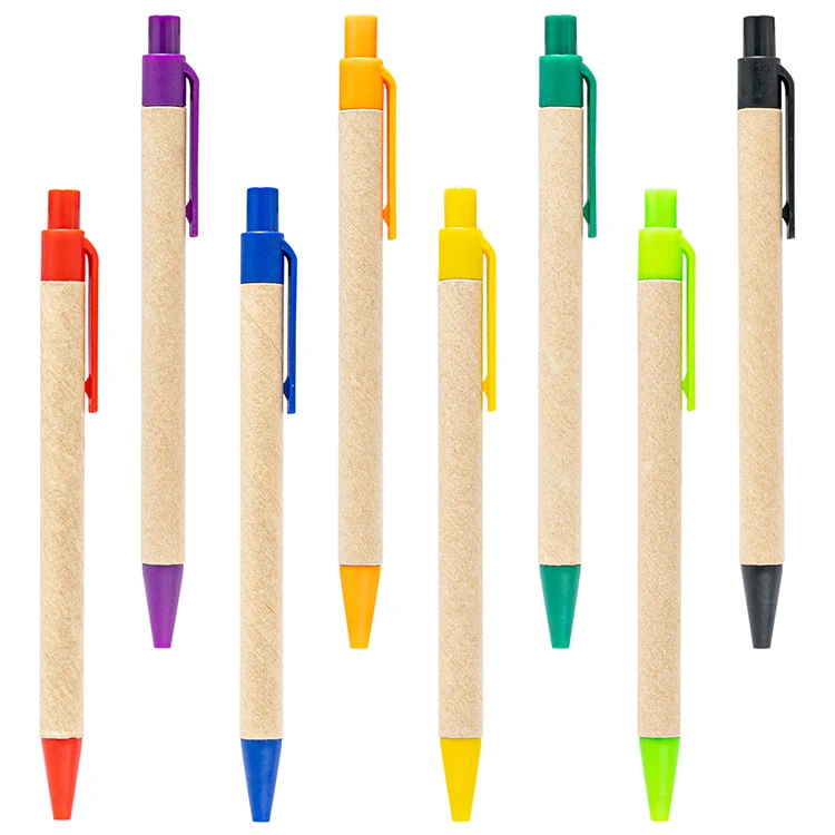 JH Eco Friendly Promotional Paper Tube Pen Custom Logo Recycle Kraft Paper Pen