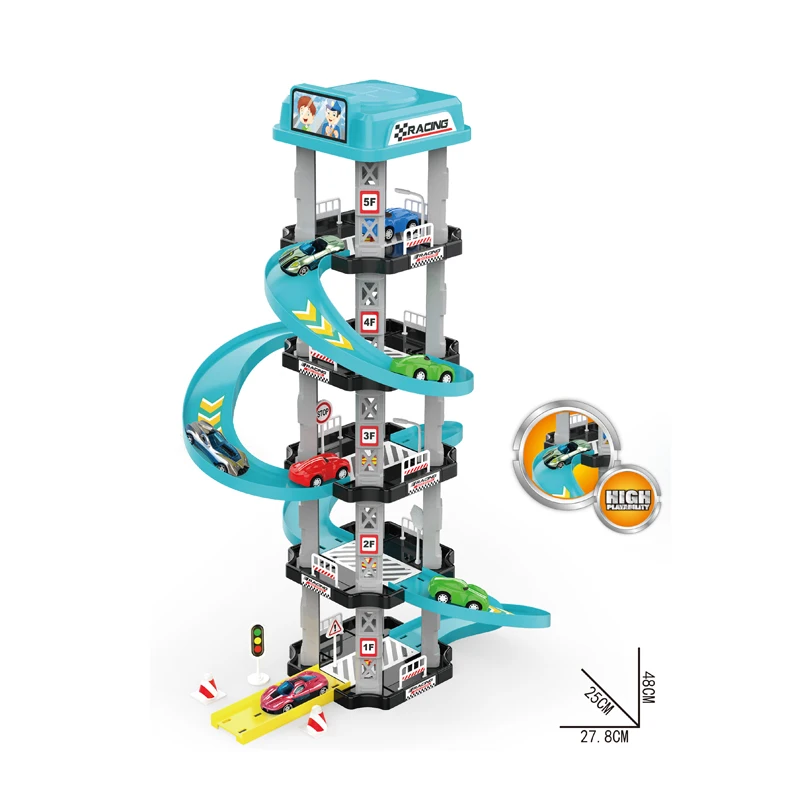 Pretend Play Toys Police Car Station DIY Track Parking Garage Set Railway Construction Racing Car Play Toys