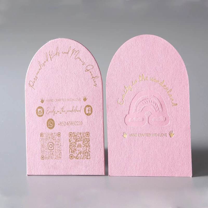 New Rounded Rectangular Imprimer Business Card Embossed Kapok Paper Business Cards Unique Custom Paper Business Card Printing