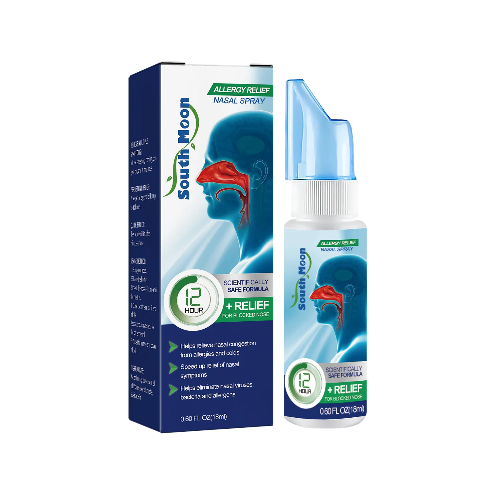 New Rhinitis Sinusitis Spray No Side Effects Nasal Ointment Allergy Help Breathe Runny Nose Congestion