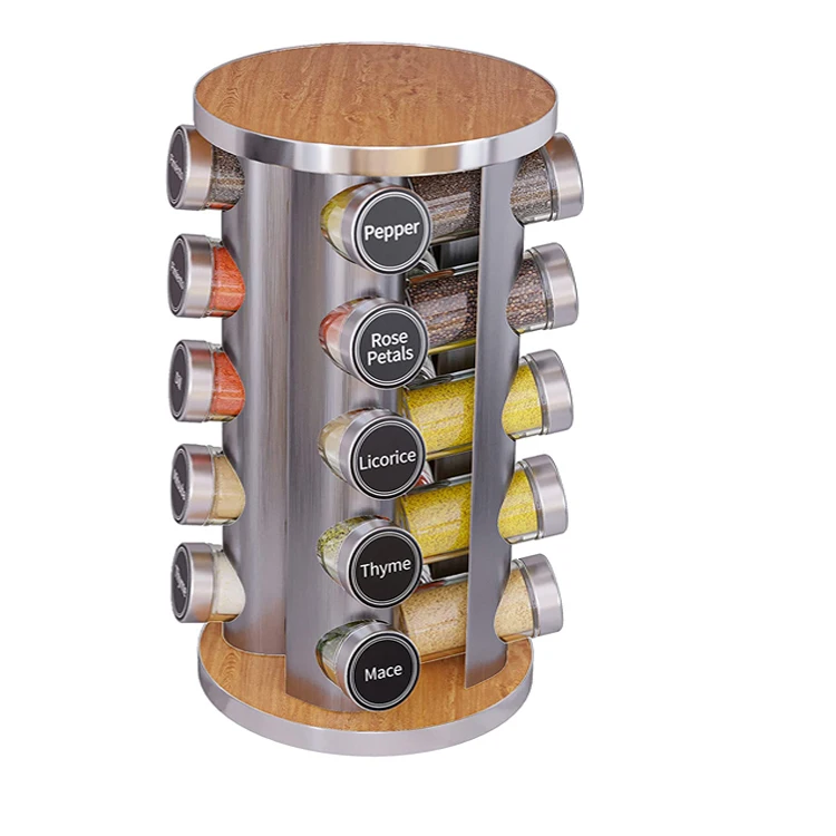 Turntable spice towers carousel racks kitchen organizer narrow spice rack jars empty clear seasoning racks jars cabinets