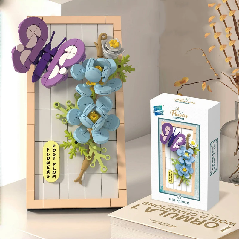 New arrived kids education toy DIY mini bricks photo frame house decoration flower building block sets for adults